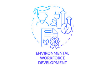 Environmental workforce development blue gradient concept icon