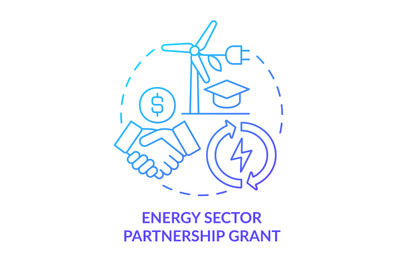 Energy sector partnership grant blue gradient concept icon