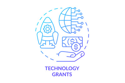 Technology grants blue gradient concept icon
