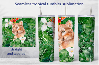 Tropical seamless tumbler wrap design Animal sublimation png