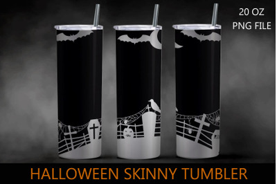 Halloween tumbler wrap with graveyard, 20oz skinny tumbler