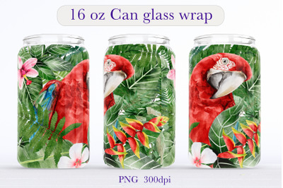 Tropical Libbey Glass can wrap design Summer sublimation png