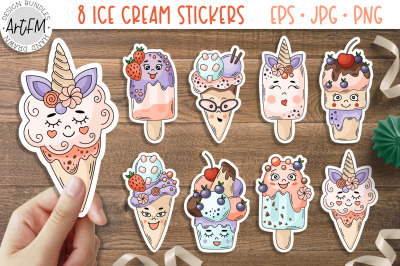 Ice Cream Sticker Bundle | 8 Sweets Stickers
