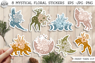 Animals And Moons Stickers | 8 Mystical Printable Stickers