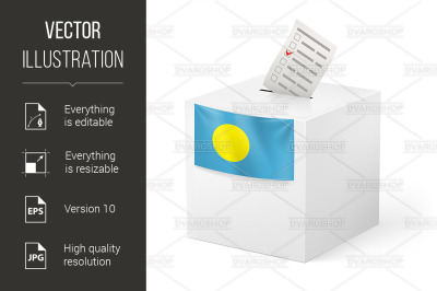 Ballot box with voting paper. Palau