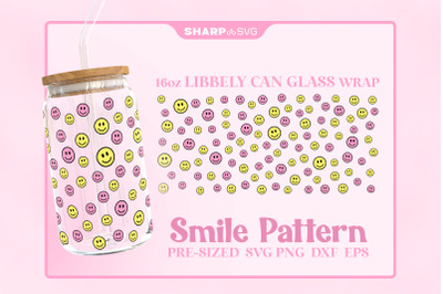 Smile Pattern SVG Can Glass Wrap SVG 16oz Libbey Beer