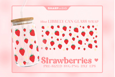 Strawberries SVG Can Glass Wrap SVG 16oz Libbey Beer