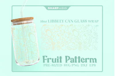 Fruit Pattern SVG Can Glass Wrap SVG 16oz Libbey Beer