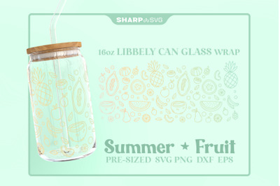 Fruit Pattern SVG Can Glass Wrap SVG 16oz Libbey Beer