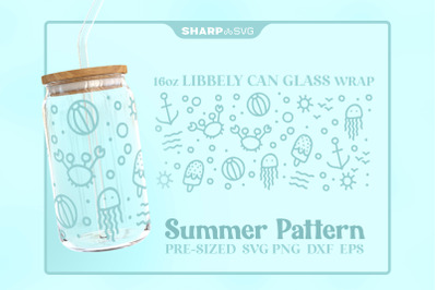 Summer Pattern SVG Can Glass Wrap SVG 16oz Libbey Beer
