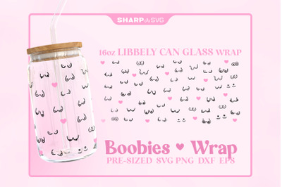 Boobies Pattern SVG Can Glass Wrap SVG 16oz Libbey Beer