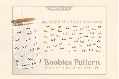 Boobies Pattern SVG Can Glass Wrap SVG 16oz Libbey Beer