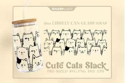 Cute Cats Stack SVG Can Glass Wrap SVG 16oz Libbey Beer