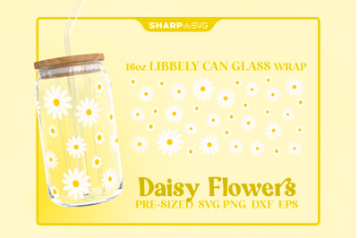 Daisy Flowers SVG Can Glass Wrap SVG 16oz Libbey Beer