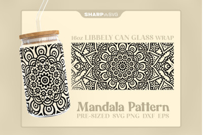 Mandala Wrap SVG Can Glass Wrap SVG 16oz Libbey Beer