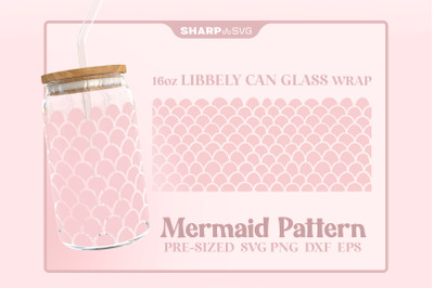 Mermaid Pattern SVG Can Glass Wrap SVG 16oz Libbey Beer