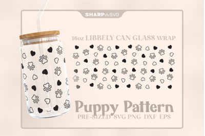 Puppy Paws SVG Can Glass Wrap SVG 16oz Libbey Beer