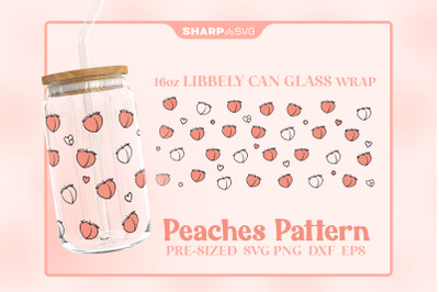 Peaches Pattern SVG Can Glass Wrap SVG 16oz Libbey Beer