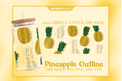 Pineapple Outline SVG Can Glass Wrap SVG 16oz Libbey Beer