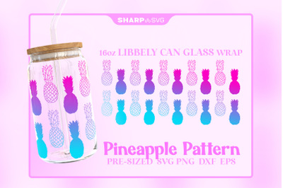 Pineapple Pattern SVG Can Glass Wrap SVG 16oz Libbey Beer