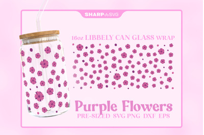 Purple Flowers SVG Can Glass Wrap SVG 16oz Libbey Beer