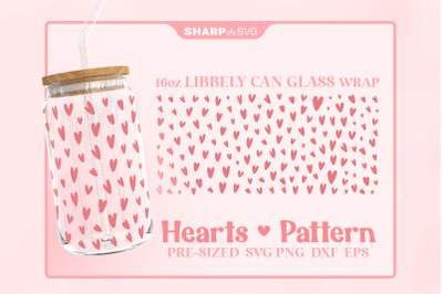 Hearts Pattern SVG Can Glass Wrap SVG 16oz Libbey Beer