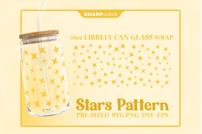 Stars Pattern SVG Can Glass Wrap SVG 16oz Libbey Beer