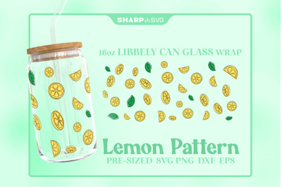 Lemon Pattern SVG Can Glass Wrap SVG 16oz Libbey Beer