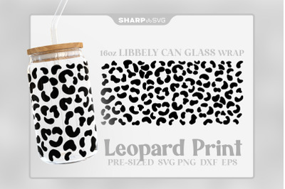 Leopard Print SVG Can Glass Wrap SVG 16oz Libbey Beer