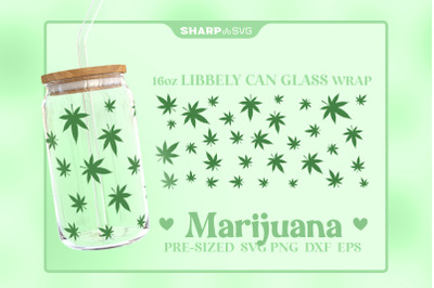 Marijuana Pattern SVG Can Glass Wrap SVG 16oz Libbey Beer