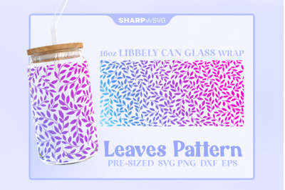 Leaves Pattern SVG Can Glass Wrap SVG 16oz Libbey Beer