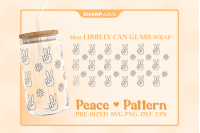 Peace Pattern SVG Can Glass Wrap SVG 16oz Libbey Beer