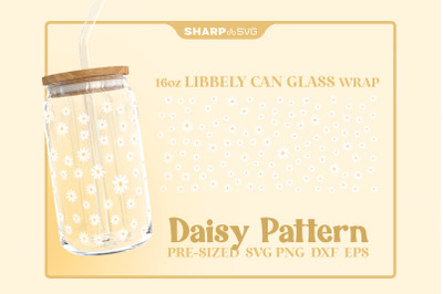 Daisy Flower SVG Can Glass Wrap SVG 16oz Libbey Beer Glass