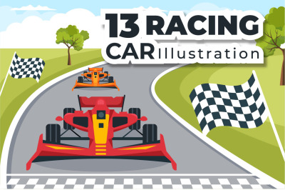 13 Formula Racing Sport Car Illustration