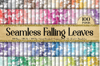 100 Seamless Falling Leaves Pattern Botanical Digital Papers