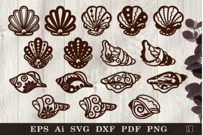 Stencils of decorative shells. SVG