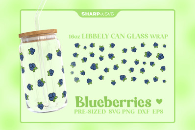 Blueberries SVG Can Glass Wrap SVG 16oz Libbey Beer Glass