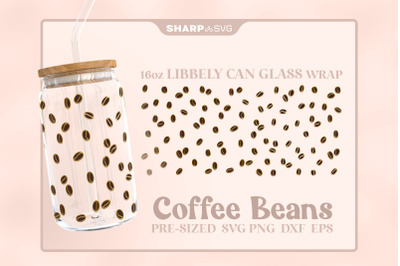 Coffee Beans SVG Can Glass Wrap SVG 16oz Libbey Beer Glass