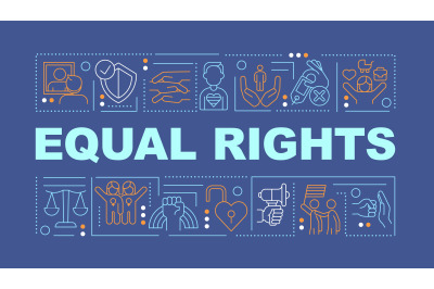 Equal rights word concepts blue banner