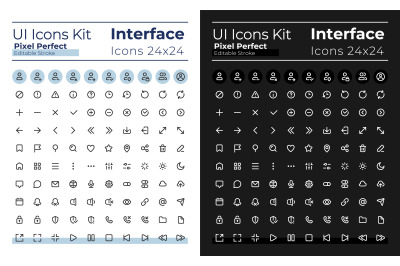 Minimalist and simple looking pixel perfect linear ui icons set
