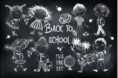 Back to school. Funny doodles. SVG PNG EPS AI