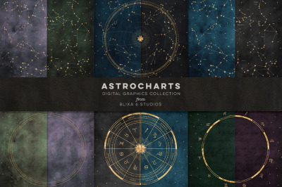 Astro Charts Zodiac Wheel &amp; Star Constellation Background Graphics
