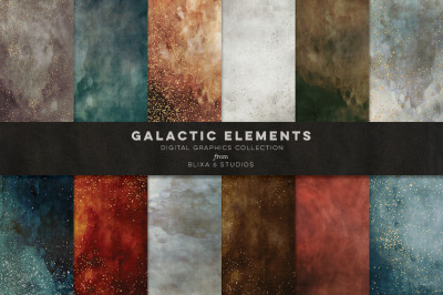 Galactic Elements: 12 Stardust Dotted Background Textures Clipart Set