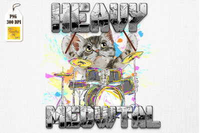 Heavy Metal Drummer Cat Playing Drum