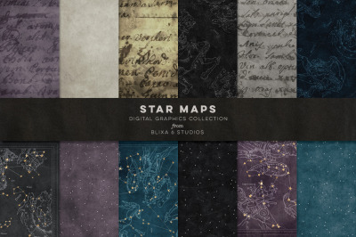 Star Maps: Antique Astronomers Charts, Writing and Constellation Clipa