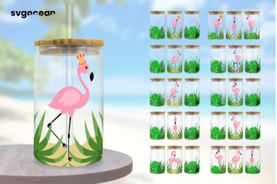 Flamingo Can Glass Wrap SVG Bundle