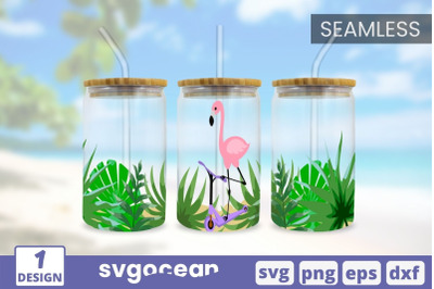Flamingo Can Glass Wrap SVG