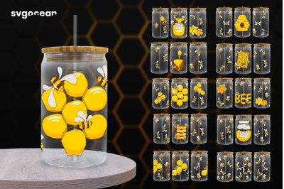 Bees Can Glass Wrap SVG Bundle