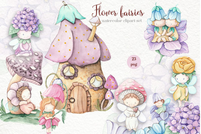 Floral little fairies Clipart