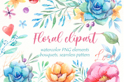 Watercolor Flower Clipart, floral png, peonies, succulent png.